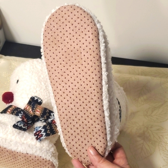 Snowman Slippers Cream and white fleece Size 9 - Picture 7 of 10